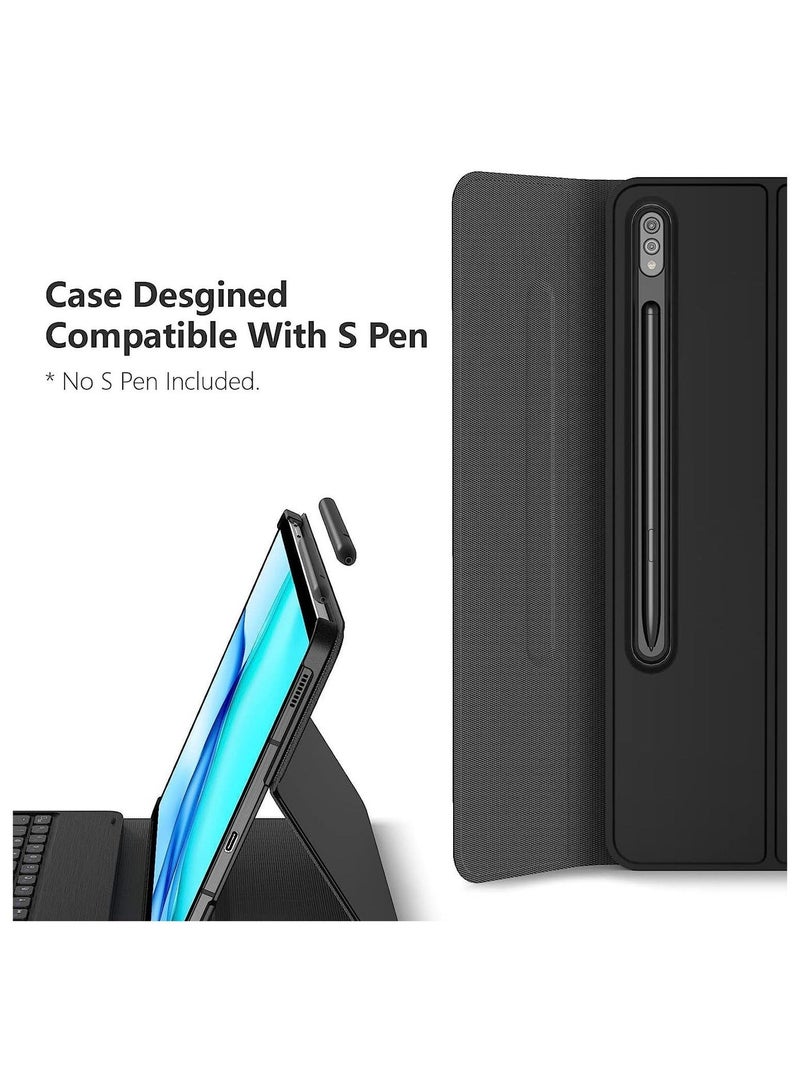 Galaxy Tab S8 Plus/ S7 Plus Keyboard Case Wireless Detachable  Leather Stand Cover Micro USB Rechargeable Keyboard Case - Image 3