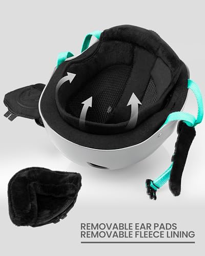 OutdoorMaster Kelvin Ski Helmet - Snowboard Helmet for Men, Women & Youth (White+Teal,M) - Image 4