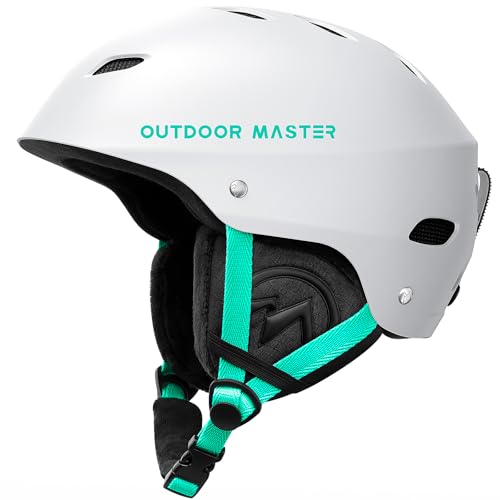 OutdoorMaster Kelvin Ski Helmet - Snowboard Helmet for Men, Women & Youth (White+Teal,M) - Image 1