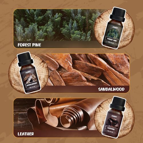 SALUBRITO Woody Fragrance Oils Set, Wood Essential Oil Set for Diffuse, Forest Pine, Sandalwood, Leather, Teakwood, Myrrh, Cedarwood Scented Oil for Candle, Soap Making - Image 3