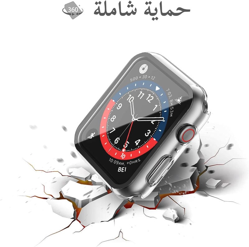 [2 Pack] Hard Clear Case with Tempered Glass Screen Protector for Apple Watch, Ultra Thin Anti-Scratch Protective Cover for iWatch Compatible with 41mm Apple Watch Series 9 Series 8 Series 7 - Image 4