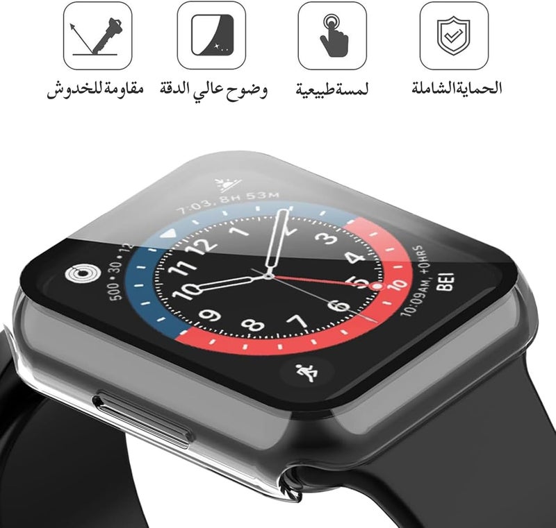 [2 Pack] Hard Clear Case with Tempered Glass Screen Protector for Apple Watch, Ultra Thin Anti-Scratch Protective Cover for iWatch Compatible with 41mm Apple Watch Series 9 Series 8 Series 7 - Image 2