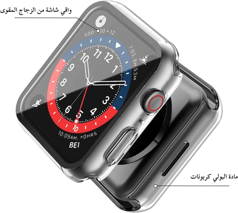 [2 Pack] Hard Clear Case with Tempered Glass Screen Protector for Apple Watch, Ultra Thin Anti-Scratch Protective Cover for iWatch Compatible with 41mm Apple Watch Series 9 Series 8 Series 7 - Image 3