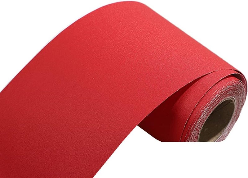 N/B Self Adhesive Solid Color Frosted Wallpaper Border Stick Waterproof Wall Border Easy to Apply Kitchen Bathroom Tiles Sticker 4 x 196inch (Red) - Image 1
