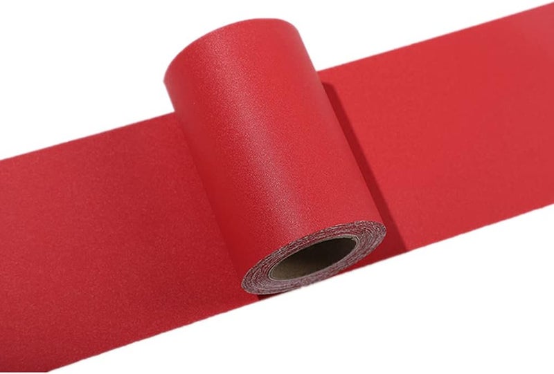 N/B Self Adhesive Solid Color Frosted Wallpaper Border Stick Waterproof Wall Border Easy to Apply Kitchen Bathroom Tiles Sticker 4 x 196inch (Red) - Image 4