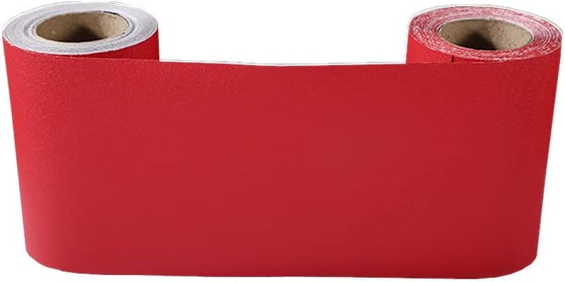 N/B Self Adhesive Solid Color Frosted Wallpaper Border Stick Waterproof Wall Border Easy to Apply Kitchen Bathroom Tiles Sticker 4 x 196inch (Red) - Image 3