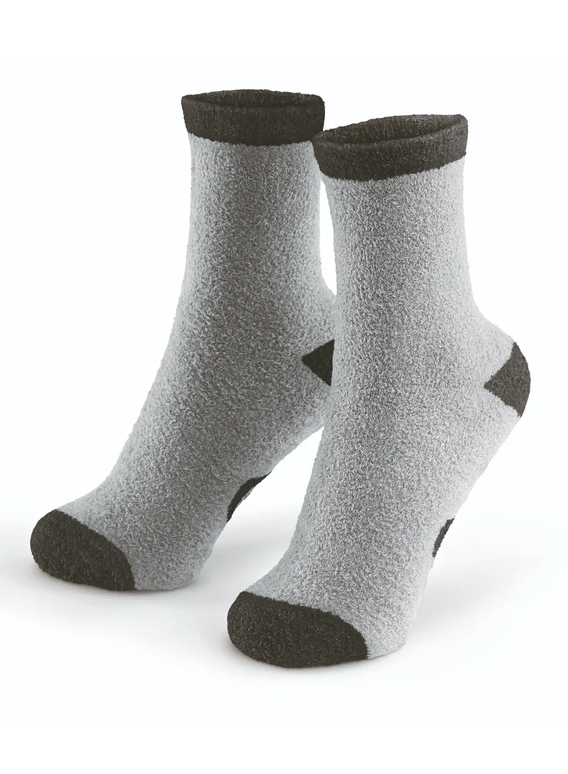 Go TRAVEL GO Everyday Fluffy Sockzzz GO807.101 Black Cozy Travel Socks with Non-Slip Grip Base One Size