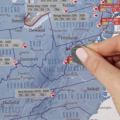 Maps International - Scratch Off USA Map Skiing Print - 17 x 22 inches - Image 3