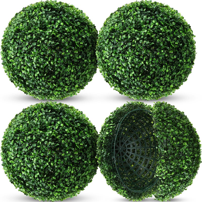 Hotop 4 Pcs 9 Inch Artificial Plant Topiary Ball 4 Layers Garden Spheres Boxwood Balls Artificial Topiaries Spheres Decorative Plants for Backyard Balcony Garden Indoor Outdoor DecorGreen - Image 2