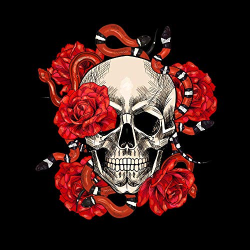 5 Ace skul with roses wall sticker poster of skull,cartoon(size:12x18),multicolor - Image 1
