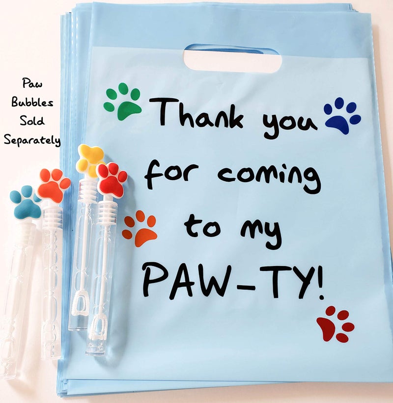 L LIFETIME Party Favor Plastic Goodie Bags with Handles- Theme Birthday Supplies Gift Bag for Kids and Adults â€“ Puppy Paws (24 Pack) - Image 3