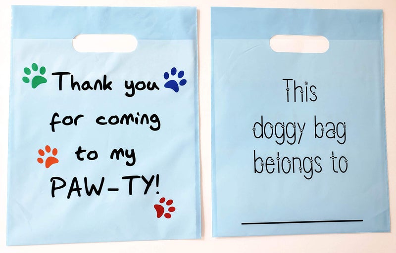 L LIFETIME Party Favor Plastic Goodie Bags with Handles- Theme Birthday Supplies Gift Bag for Kids and Adults â€“ Puppy Paws (24 Pack) - Image 1