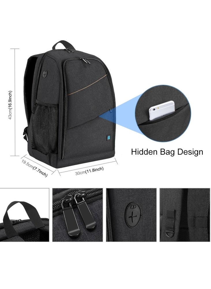 PULUZ PULUZ Outdoor Portable Waterproof Scratch-proof Dual Shoulders Backpack Handheld PTZ Stabilizer Camera Bag with Rain Cover for Digital Camera, DJI Ronin-SC / Ronin-S(Black)  - Image 3
