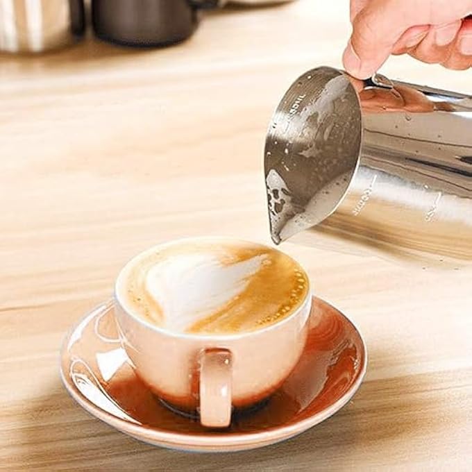 Unity Stainless Steel 350Ml Milk Frothing Pitcher Measurements On Both Sides Perfect For Espresso Machines Milk Frothers Latte Art Silver - Image 4