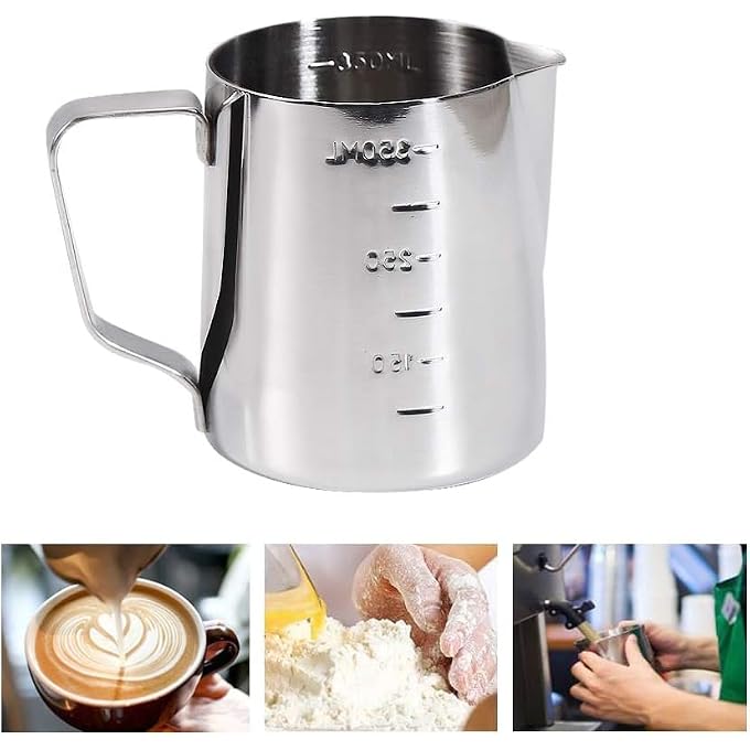 Unity Stainless Steel 350Ml Milk Frothing Pitcher Measurements On Both Sides Perfect For Espresso Machines Milk Frothers Latte Art Silver - Image 5