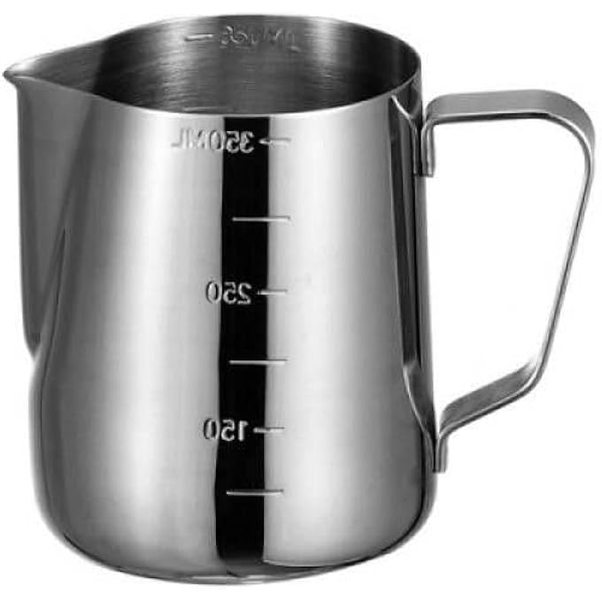 Unity Stainless Steel 350Ml Milk Frothing Pitcher Measurements On Both Sides Perfect For Espresso Machines Milk Frothers Latte Art Silver - Image 1