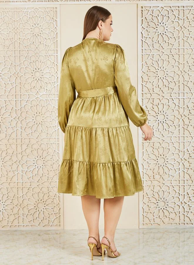 Styli Satin Tiered Dress