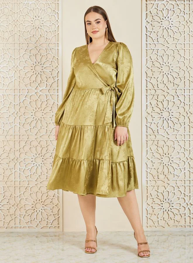 Styli Satin Tiered Dress