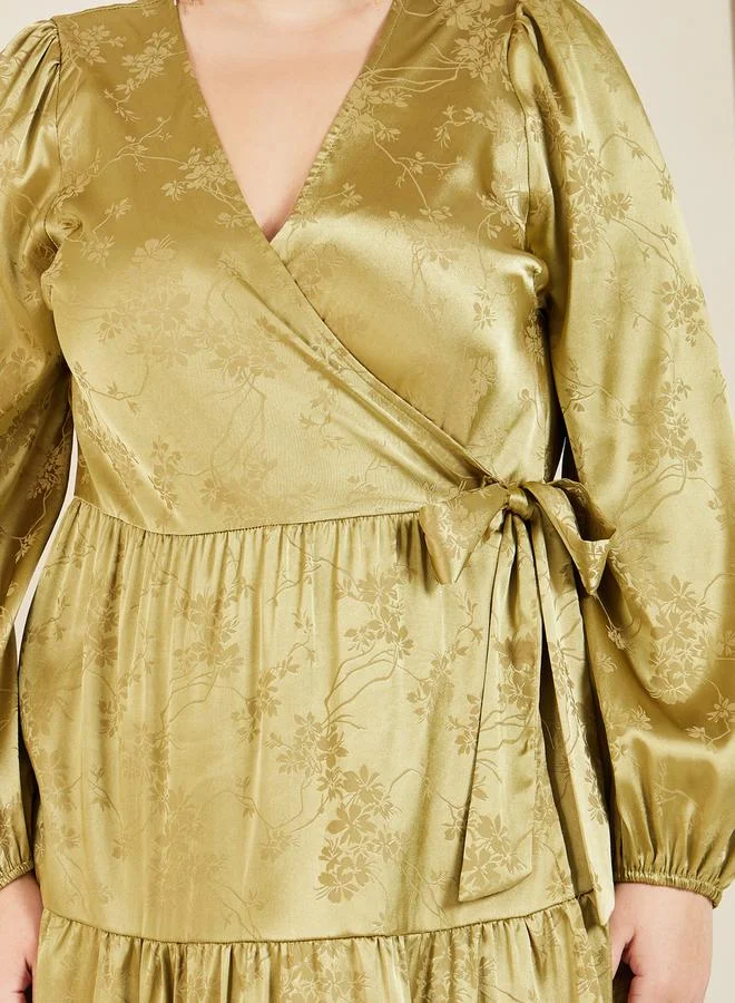 Styli Satin Tiered Dress