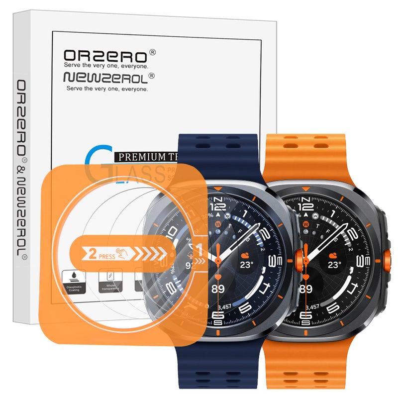 Orzero (3 Pack) Orzero Tempered Glass Watch Screen Protector for Samsung Galaxy Watch 8 Ultra 2025/Samsung Galaxy Watch Ultra 2024 47mm, Protector De Pantalla with Auto Alignment Tool 9 Hardness High Definition Anti-Scratch Bubble Free - Image 1