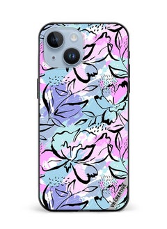 Protective Case Cover For Apple iPhone 15 Plus Abstract Flowers Print Design Multicolour
