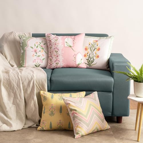 haus & kinder Digital Printed 100% Cotton Cushion Cover | Throw Pillow Cushion Covers for Sofa Living Room | 16inch x 16inch - Image 1