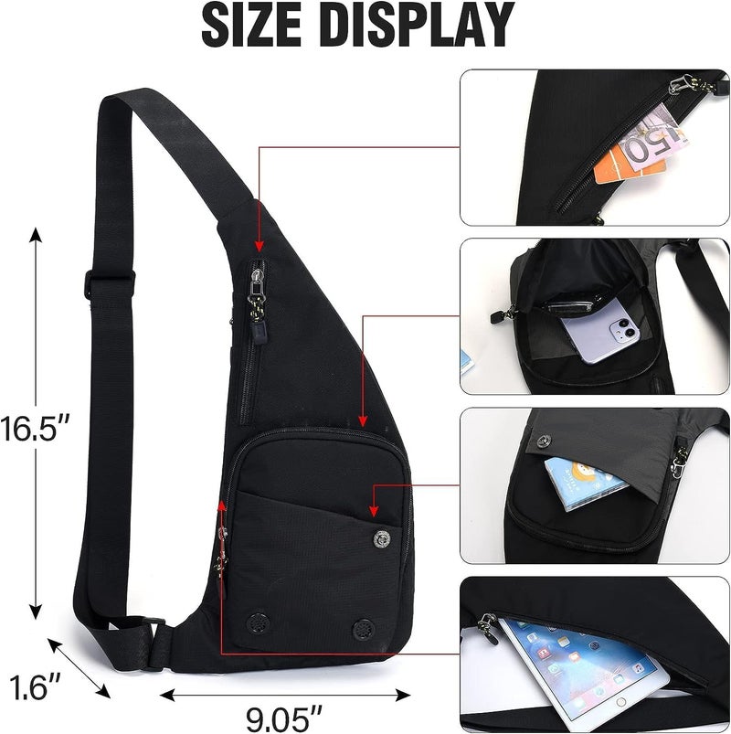 Peicees Waterproof Sling Bag Crossbody Bag For Men Slim Chest Backpack Man Purse Small Shoulder Bag For Travel Hiking - Image 3
