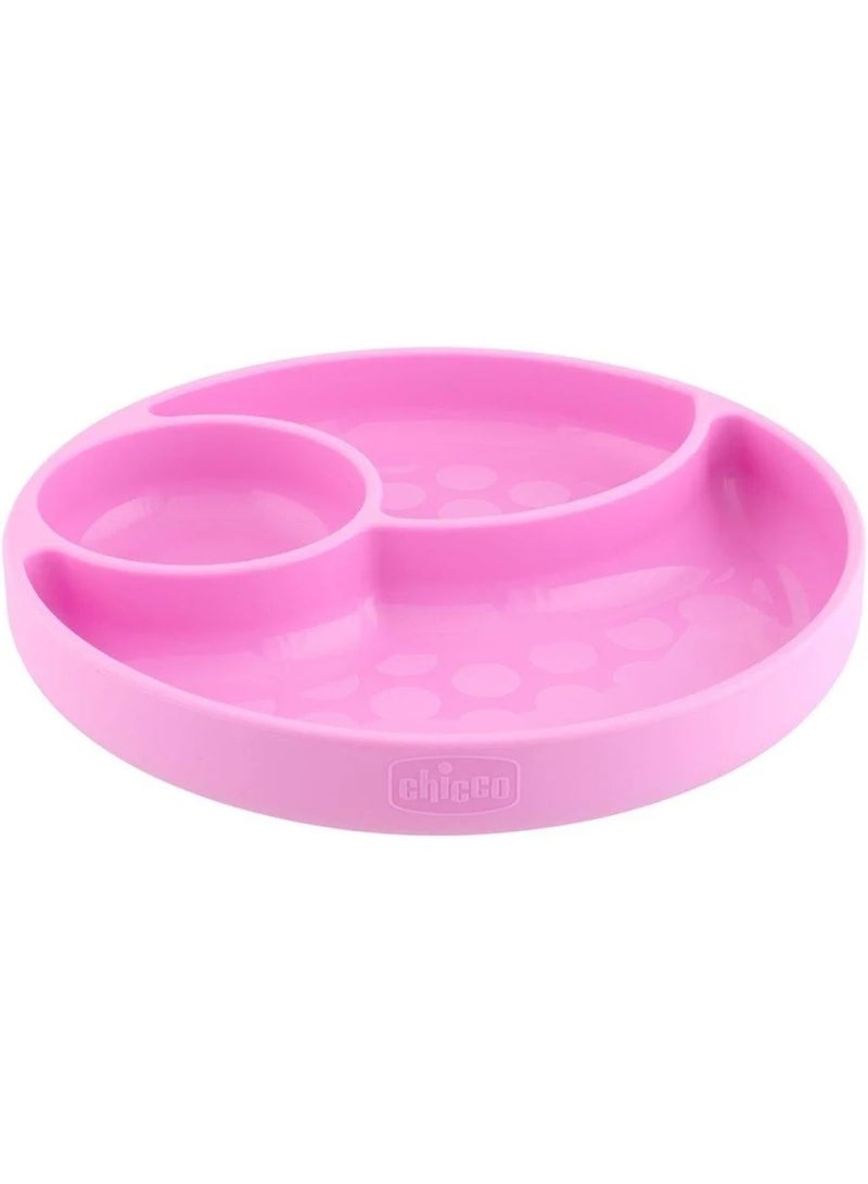 Chicco Take Eat Easy Menu Silicone Plate 12m+ Pink - Image 1