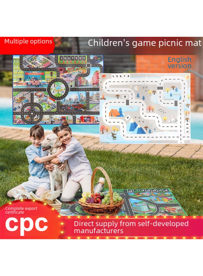 ألعاب الأطفال 11 ساحة انتظار مرورية إنجليزية سميكة للاستخدام الداخلي والخارجي، سجادة لعب السيارة في الهواء الطلق - اللون: سميكة 130*100 سجادة نزهة لوقوف السيارات على شكل ديناصور (عالمي LH006C) - Image 2