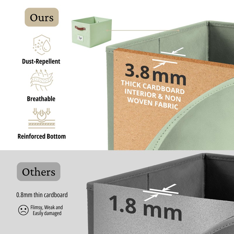 DECOMOMO Storage Baskets for Shelves - Large 15"x11"x10" Foldable Fabric Storage Bins, Baskets for Organizing with Labels (Green, 4pcs) - Image 5