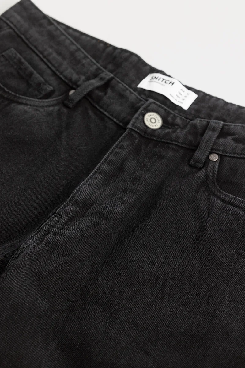 SNITCH Black Solid Relaxed Casual Jeans