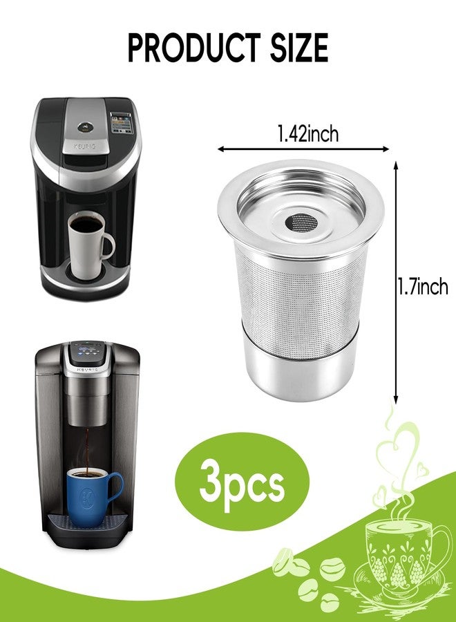 TZona 3 Pack 304 Stainless Steel Reusable K Cups for Ninja Coffee Maker PB051 CFP101 PB041 Reusable Coffee Filter Pods Coffee Accessories - Image 2