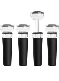 Oasisgalore Set of 4 Wine Stoppers, Wine Bottle Stopper with Built-in Vacuum Wine Saver Pump Food-safe Silicone Caps, Keep Wine Fresh Up to a Week  - Image 1
