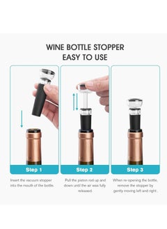 Oasisgalore Set of 4 Wine Stoppers, Wine Bottle Stopper with Built-in Vacuum Wine Saver Pump Food-safe Silicone Caps, Keep Wine Fresh Up to a Week  - Image 3