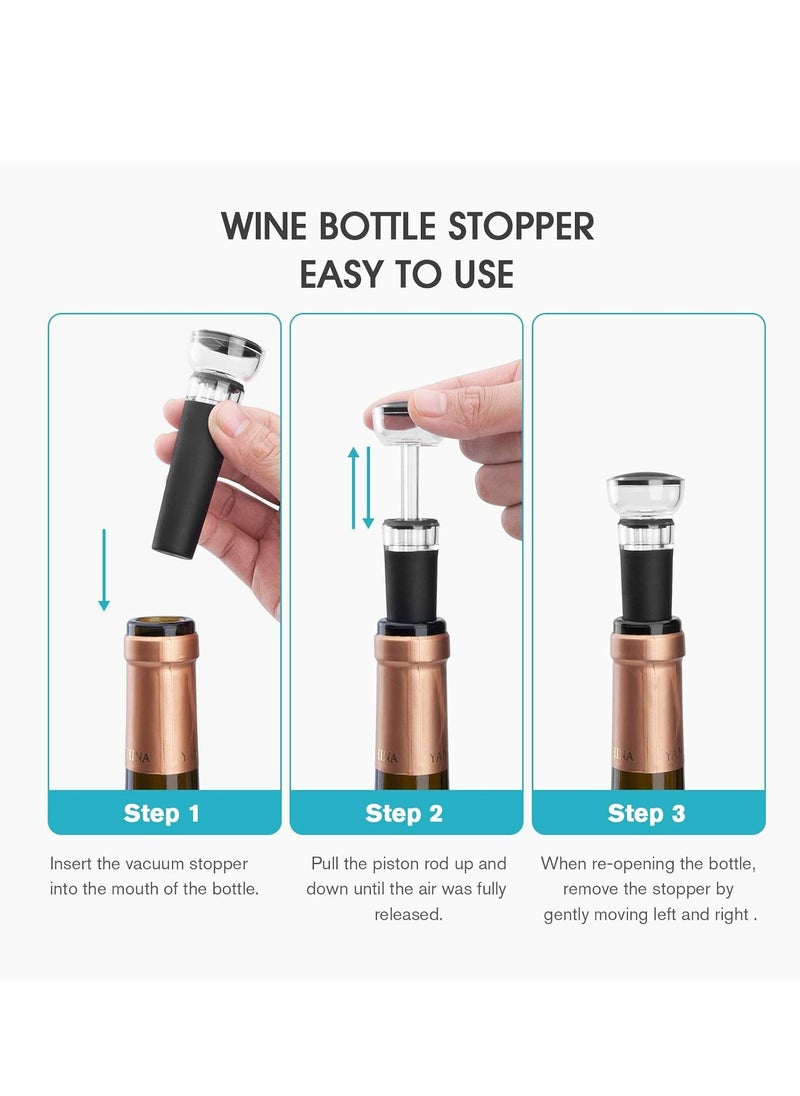 Oasisgalore Set of 4 Wine Stoppers, Wine Bottle Stopper with Built-in Vacuum Wine Saver Pump Food-safe Silicone Caps, Keep Wine Fresh Up to a Week  - Image 3