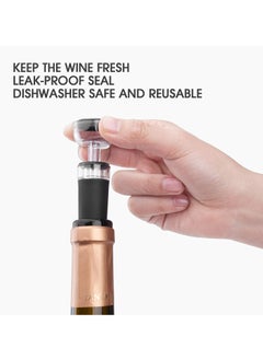 Oasisgalore Set of 4 Wine Stoppers, Wine Bottle Stopper with Built-in Vacuum Wine Saver Pump Food-safe Silicone Caps, Keep Wine Fresh Up to a Week  - Image 4
