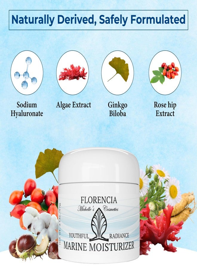 Florencia Marine Moisturizer - Youthful Radiance Face & Neck Cream - Hydrating, Wrinkle-Reducing, Firming Cream with Hyaluronic Acid for Men & Women, 2 oz - Image 3