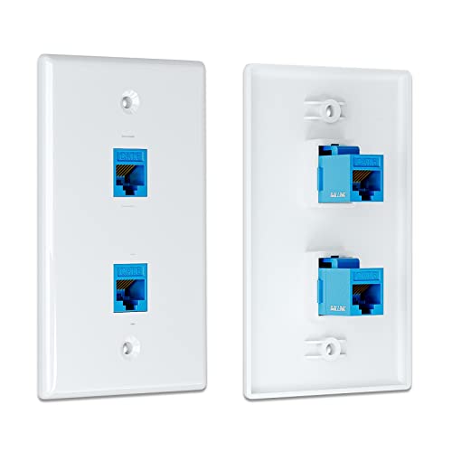 iwillink (2-Pack) 2-Port Ethernet Wall Plate, Keystone Jack Wall Plates with RJ45 Keystone Inline Coupler insert, Female to Female Cat6 RJ45 Wall Plate, Blue - Image 4