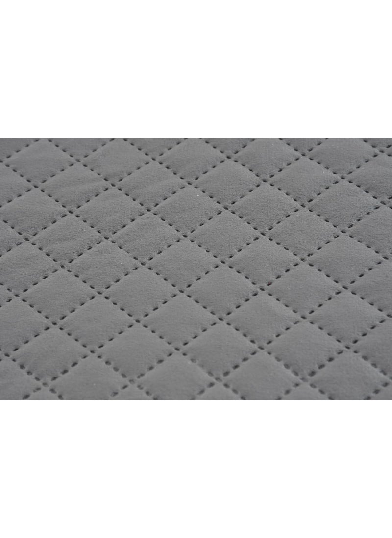 SHRIANAND CREATIONS SHRIANAND CREATIONS 200TC Solid Quilted Velvet Bed Runner Scarf with Matching Cushion CoversSlipcover Mattress ProtectorBed Linen ScarfDecorative Set for BedroomsHotel RoomsGuest Rooms Grey  - Image 2