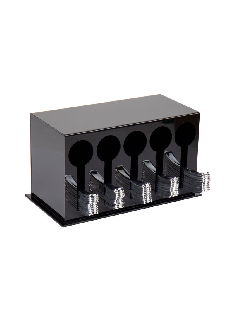 Mind Reader Mind Reader Utensil Dispenser Silverware Organizer Plastic Fork and Spoon Dispenser Kitchen 11 L x 575 W x 6 H Black 