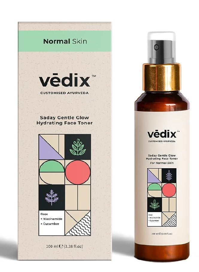 Vedix Customized Ayurvedic Toner | Saday Gentle Glow Hydrating Face Toner With Rose And Niacinamide | For Normal Skin | For Pore Tightening and Moisturizing |100ml - Image 1