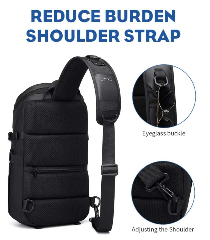 OZUKO Waterproof Crossbody Sling Bag for Men With Tripod Holder, Umbrella Pocket, Tablet Organizer, Anti-Theft Shoulder Bag, Tech-Ready Sports Bag, Blue, 9730 - Image 3