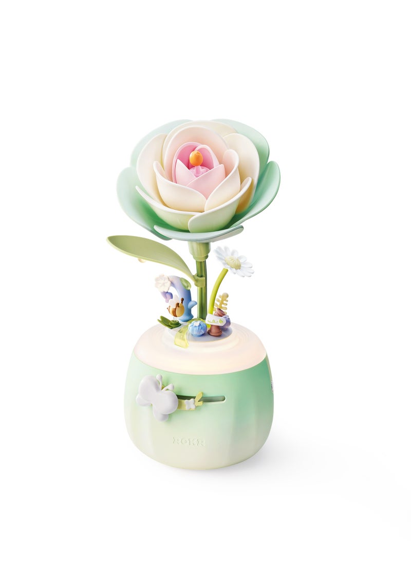 ROKR ROBOTIME ROKR Minty Camellia Lamp DIY 3D Flower Night Light AF02S - Image 1