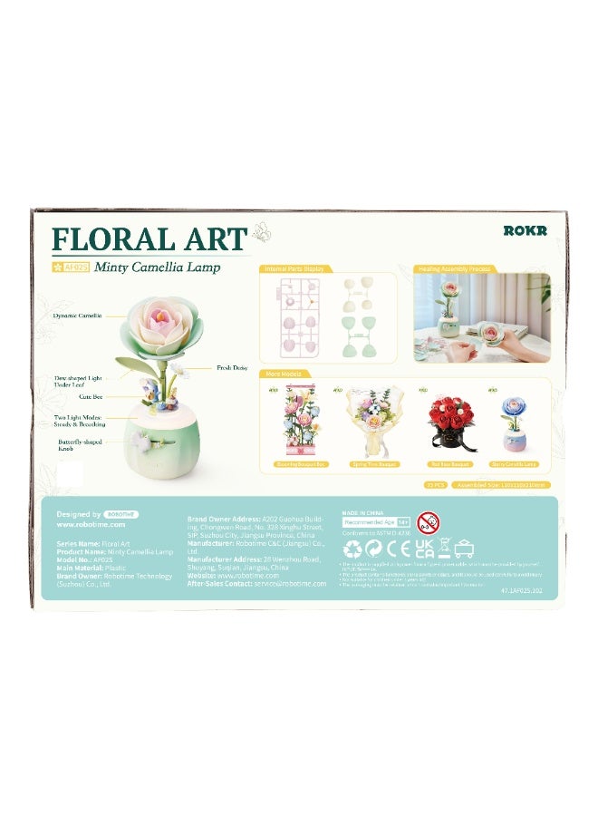 ROKR ROBOTIME ROKR Minty Camellia Lamp DIY 3D Flower Night Light AF02S - Image 4