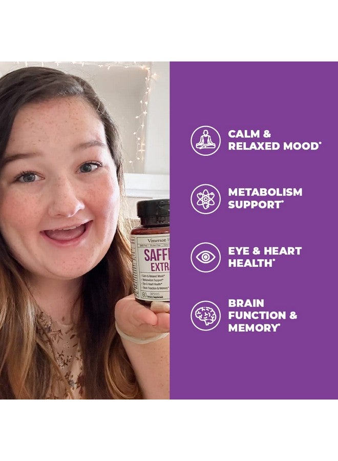 Vimerson Health Saffron Supplements for Women & Men. Saffron Extract Capsules Promote Eye, Heart, Brain & Metabolic Health. 100% Pure Saffron (Azafran) Alternative to Saffron Gummies or Safron Powder. Vegan 60 Caps - Image 2