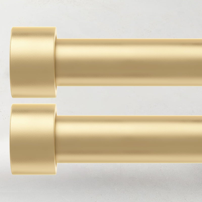 Time Forest 2 Pack Curtain Rods for Windows 48 to 84 Inch(4-7ft), 1 Inch Gold Curtain Rods Set, Adjustable Heavy Duty Curtain Rod, Outdoor Curtain Rods for Patio Bedroom, Modern Style Drapery Rods, Size 32"- 90" - Image 1