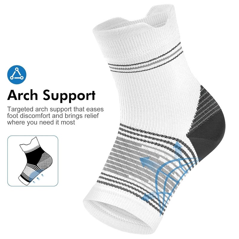PAPLUS Plantar Fasciitis Sock (6 Pairs) for Men and Women, Compression Foot Sleeves with Arch and Ankle Support (White, Large) - Image 5