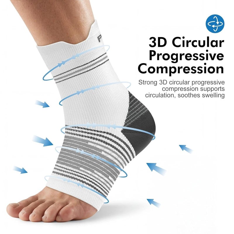 PAPLUS Plantar Fasciitis Sock (6 Pairs) for Men and Women, Compression Foot Sleeves with Arch and Ankle Support (White, Large) - Image 4