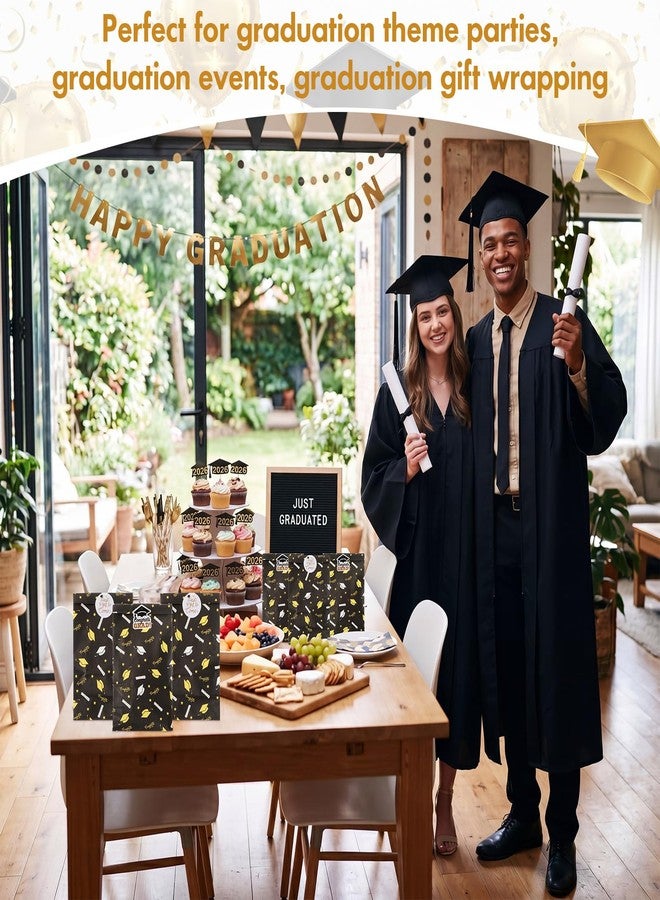 Kolldenn 30 Pcs 2026 Graduation Treat Paper Bags with Sticker Congrat Grad Party Favors Bags Black Gold Snack Candy Goodie Wrapping Gift Bag for Senior College Masters Degree Graduation (Black - Image 5
