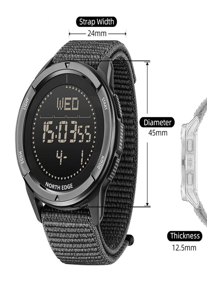 NORTH EDGE Men's Military Carbon Fiber Watch - Waterproof 164FT, Pedometer, Compass, Tactical Sports, Minimalist Metronome, EL Backlight, Nylon (Black), GREEN, Minimalist - Image 2